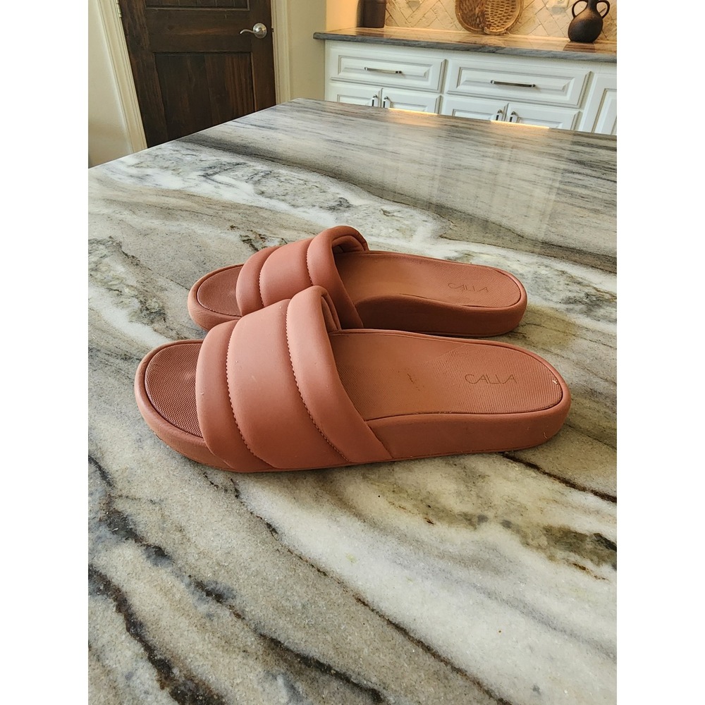 CALIA Women Padded Slide Sandals Terracotta Size 8 Quilted Comfort Flat